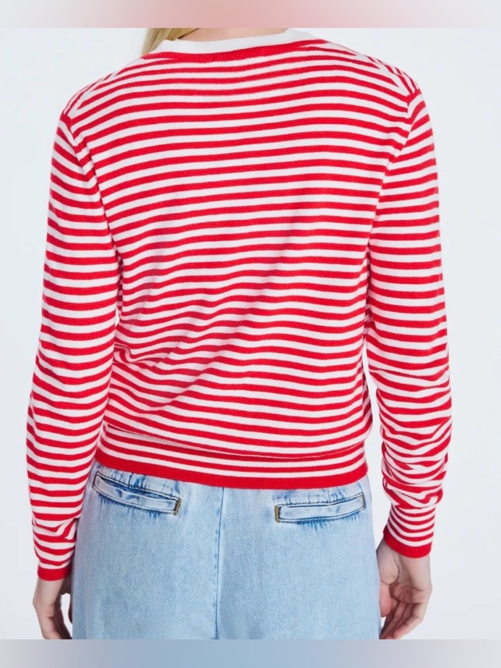 Women’s Red & White Stripe Button-Front Cardigan - Picture 2 of 15
